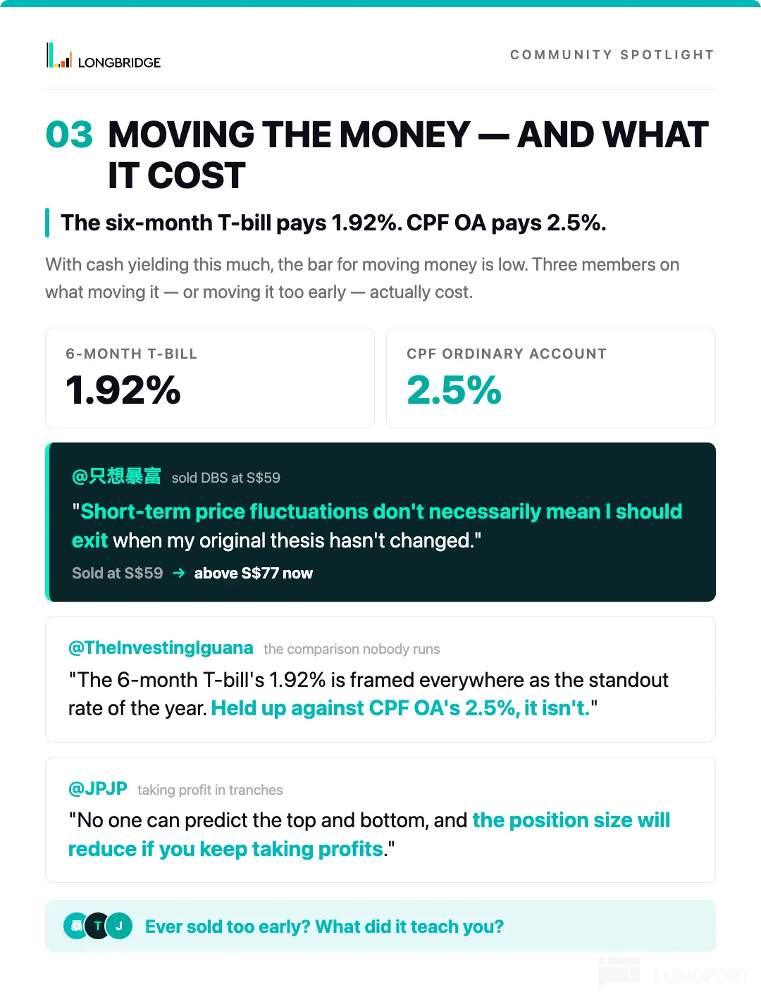 COMMUNITY SPOTLIGHT 11 LONGBRIDGE 03 MOVING THE MONEY-ANDWHAT ITCOST The six-mon