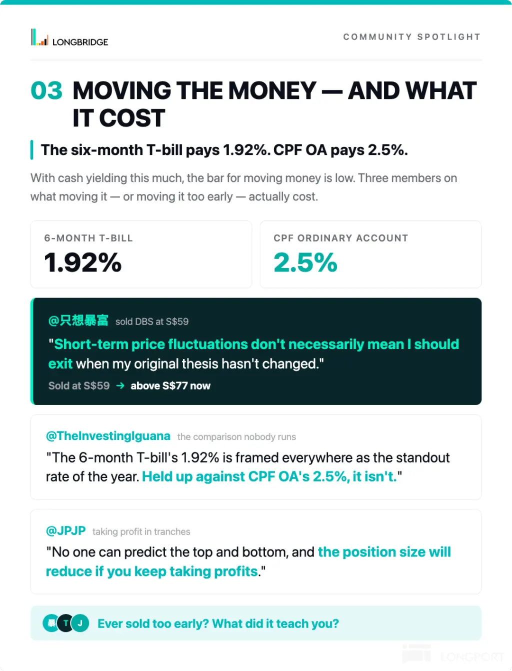 COMMUNITY SPOTLIGHT 11 LONGBRIDGE 03 MOVING THE MONEY-ANDWHAT ITCOST The six-mon