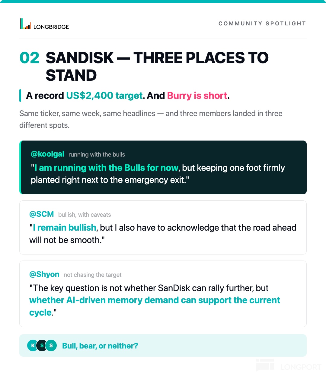 One SanDisk, Three Different Places to Stand
