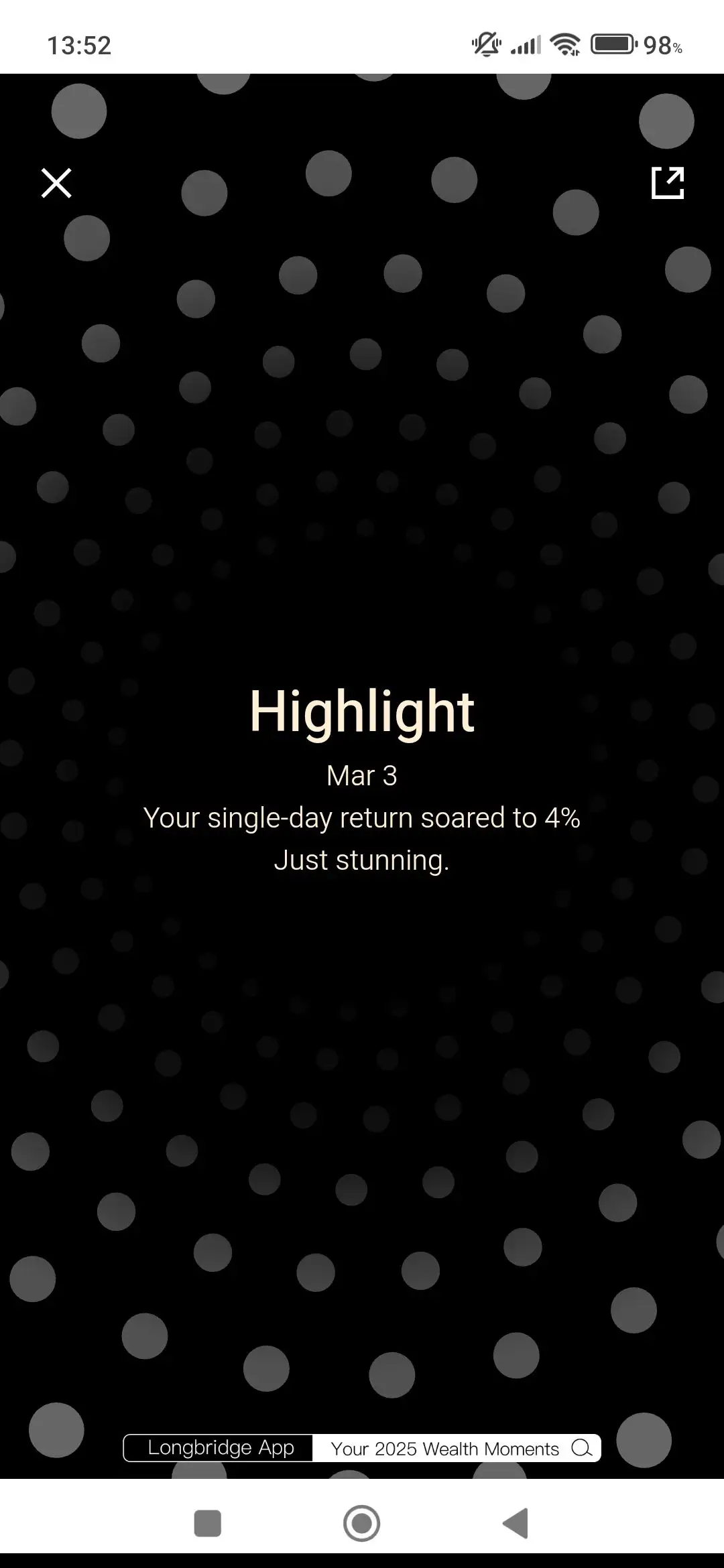 13:52 必令 C D 098% × 「7 Highlight Mar 3 Your single-day return soared to 4% Just