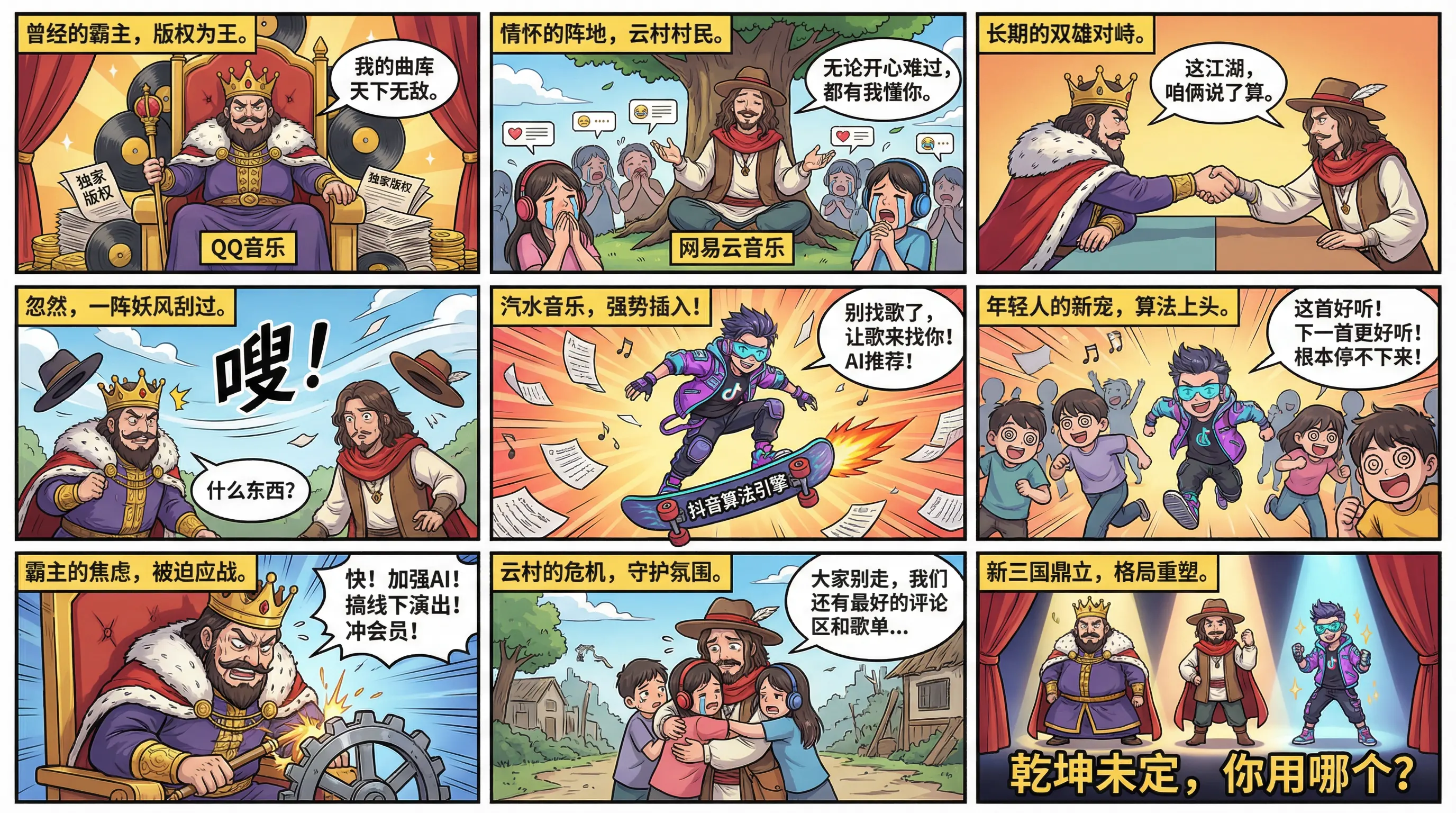 曾经的霸主,版权为王。 o 情怀的阵地,云村村民。 长期的双雄对峙。 我的曲库 无论开心难过, 这江湖, 天下无敌。 都有我懂你。 咱俩说了算。 .... 三