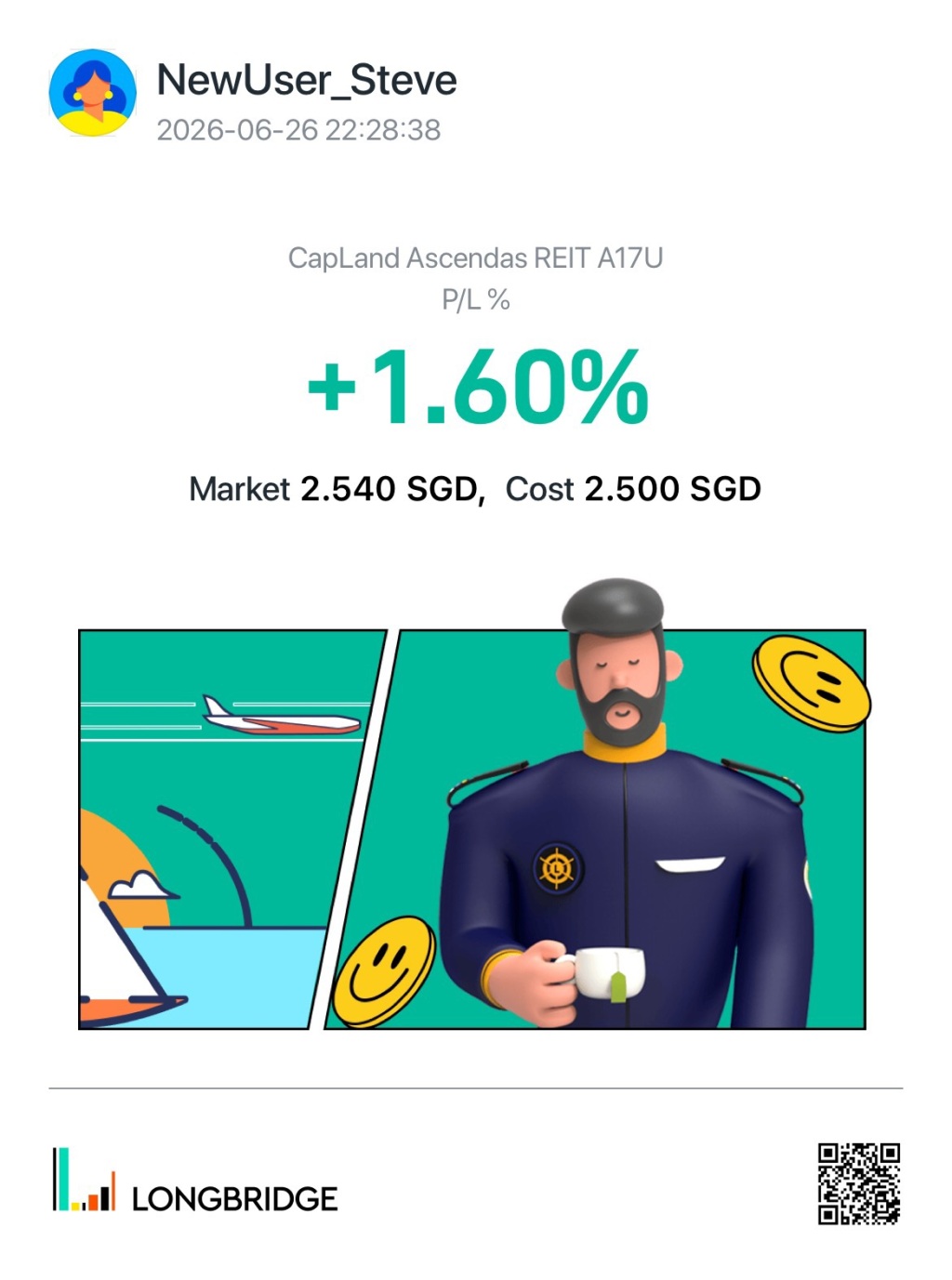 NewUser_Steve 2026-06-2622：28：38 CapLand Ascendas REIT A17U P/L% +1.60% Market 2