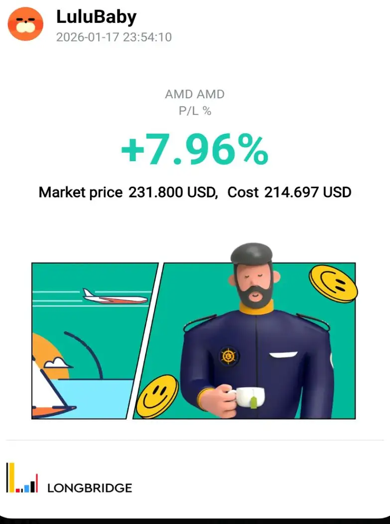 LuluBaby 2026-01-1723:54:10 AMD AMD P/L% +7.96% Market price 231.800 USD, C Cost
