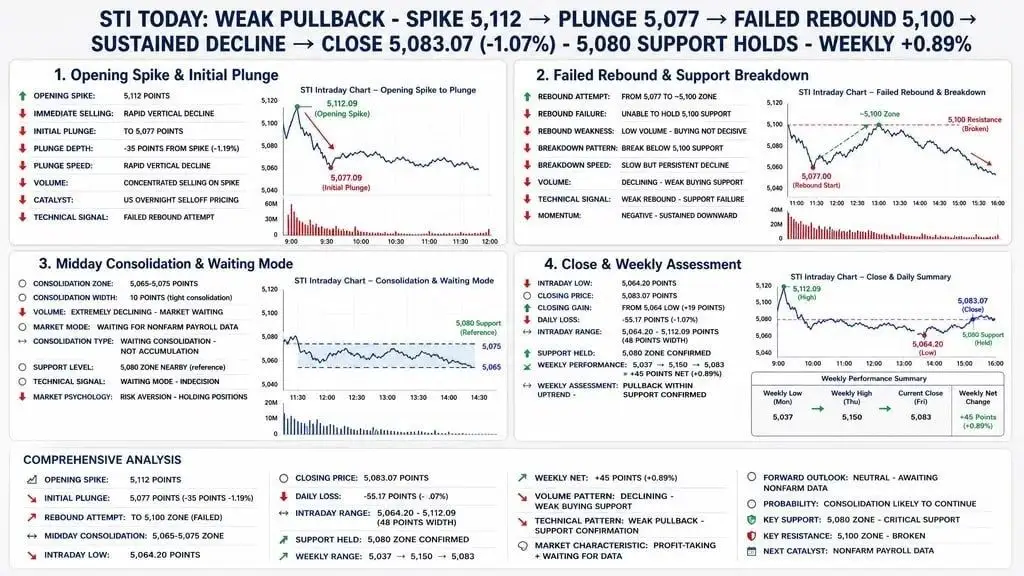 STI TODAY： WEAK PULLBACK - SPIKE 5，112→PLUNGE 5，077 →FAILED REBOUND 5，100→ SUSTA
