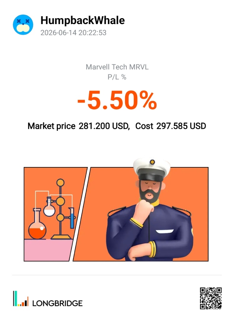 HumpbackWhale 2026-06-1420：22：53 Marvell Tech MRVL P/L% -5.50% Market price 281.