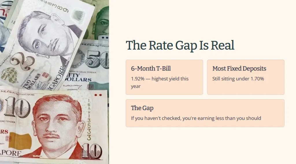 加坡AULAISINGAP The Rate Gap Is Real 6-MonthT-Bill Most Fixed Deposits N DOLLARS N