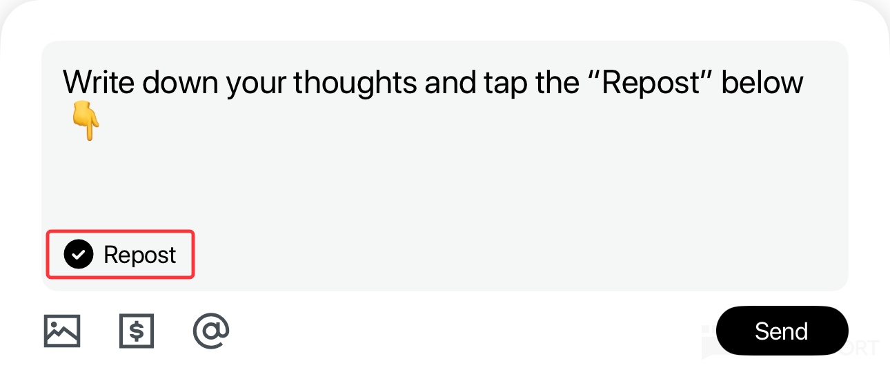 Write down your thoughts and tap the "Repost" below Repost Send ORT