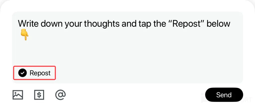 Write down your thoughts and tap the "Repost" below Repost Send ORT