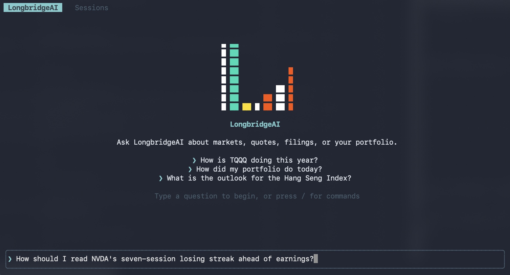 LongbridgeAI Sessions LongbridgeAI Ask LongbridgeAI about markets， ，quotes， ，fil