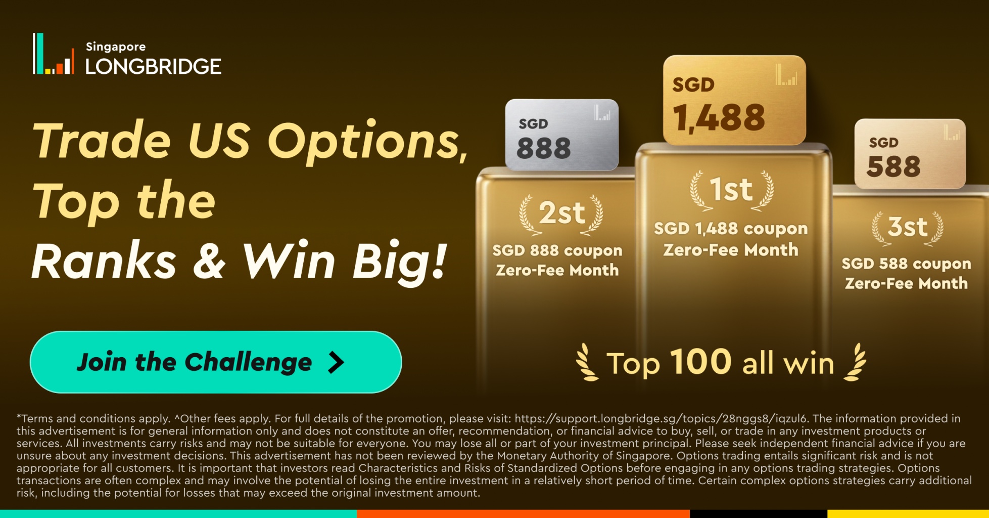 Singapore LONGBRIDGE SGD Trade US Options, 888 SGD 1.488 SGD 588 Top the 1st 2st