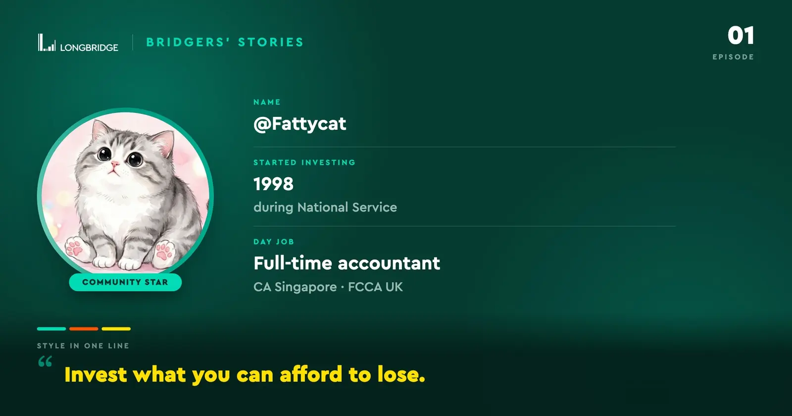 01 LONGBRIDGE BRIDGERS'STORIES EPISODE NAME @Fattycat STARTED INVESTING 1998 dur