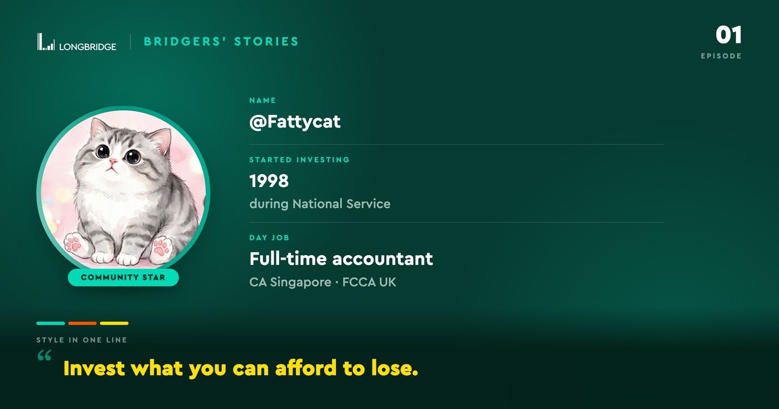 01 LONGBRIDGE BRIDGERS'STORIES EPISODE NAME @Fattycat STARTED INVESTING 1998 dur