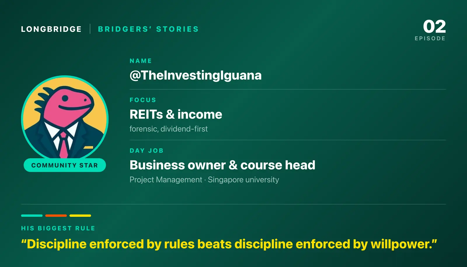 LONGBRIDGE BRIDGERS'S STORIES 02 EPISODE NAME @Thelnvestinglguana 一 FOCUS REITs