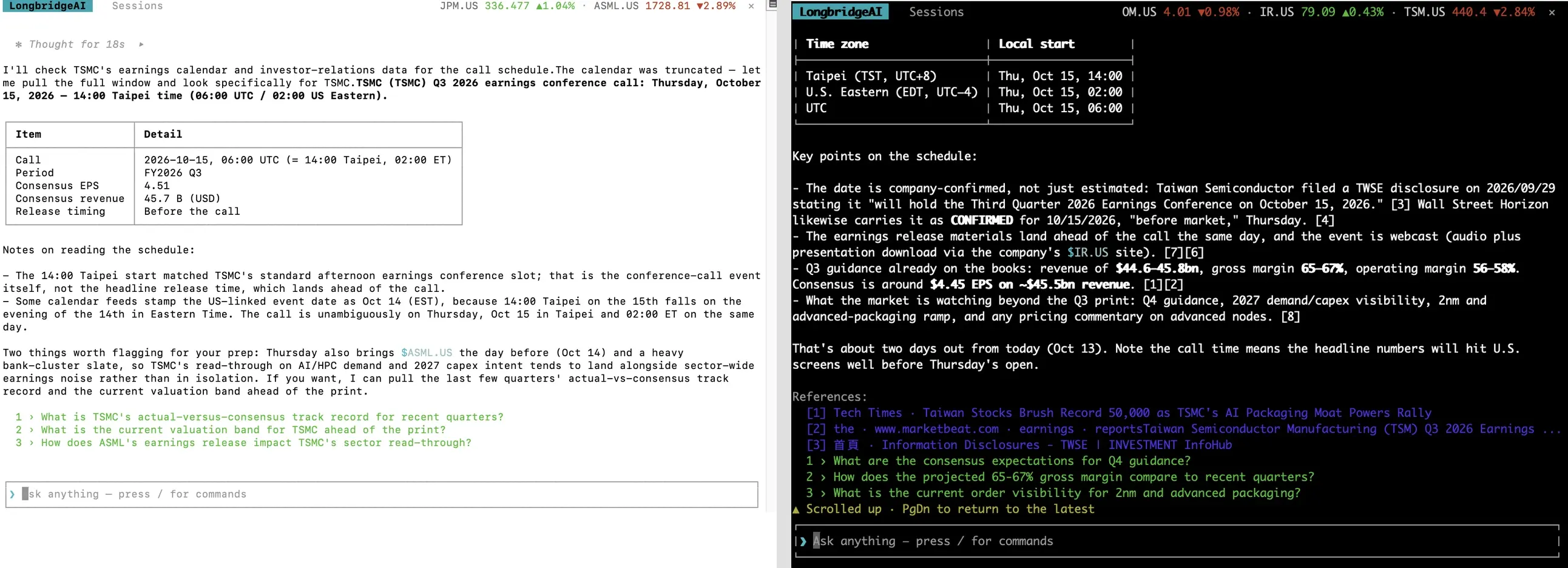 LongbridgeAI Sessions JPM.US 336.477▲1.04%·ASML.US 1728.81v2.89% LongbridgeAI Se