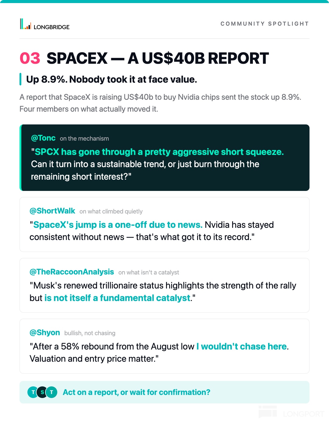 SpaceX Jumped. Four Members Asked What Actually Moved It.